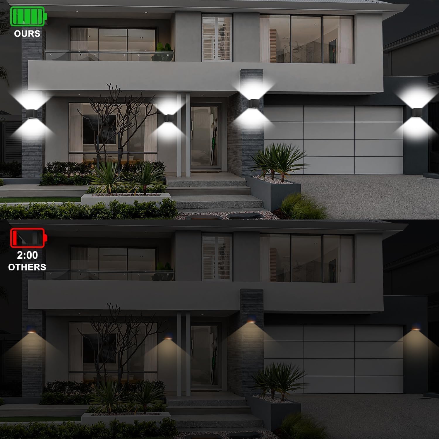 ledmo Modern Sconce Wall Light Up Down, Outdoor Adjustable 20W 6500K Porch Lights, IP65 Exterior and Interior Aluminum Wall Pack Light, 1800LM Square for Garage, Garden, Staircase, Courtyard, 4 Pack