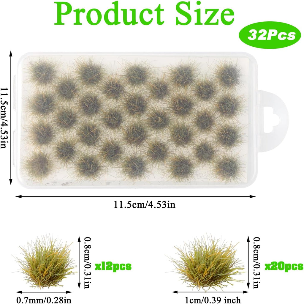 32 Pcs Static Grass Tuft, Model Grass Lowland Shrubs Tuft Terrain Model Artificial Grass for Gaming Terrain Rainforest Diorama Supplies (Early Spring)