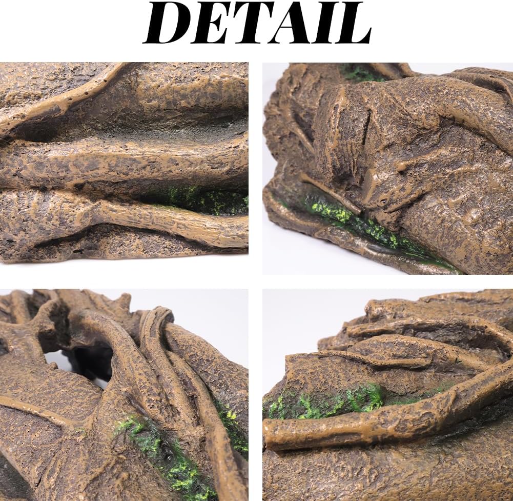 Fish Tank Decorations XL 13.4" Large Bearded Dragon Tank Accessories Driftwood for Aquarium Natural Hollow Tree for Shrimp or Betta Fish Hideout Reptile Tank Accessories