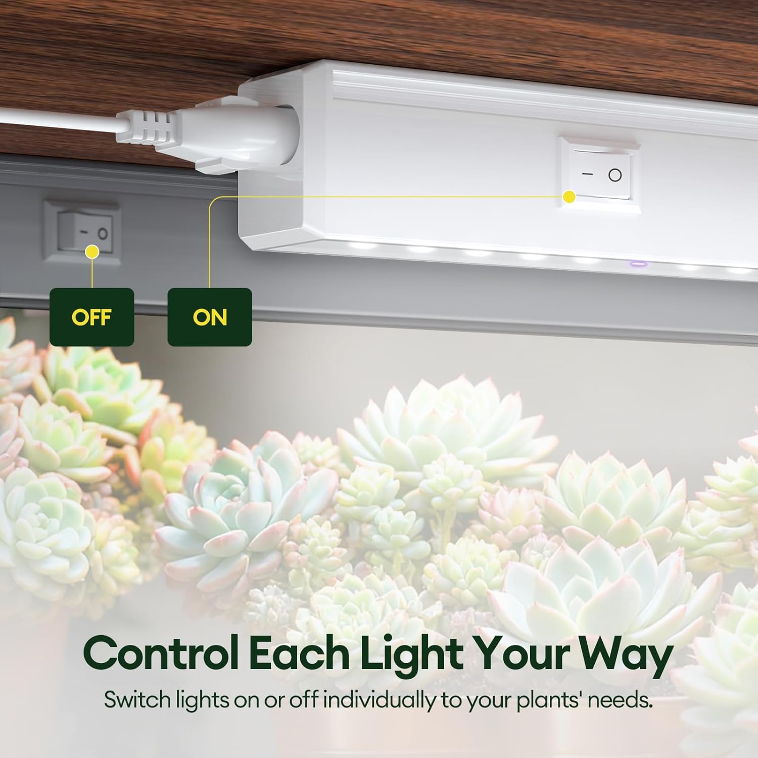 Grow Lights for Indoor Plants 1FT, Blue-Rich Full Spectrum 5000K Grow Light, 28W(4 x 7W), T5 LED Grow Light Strips for Succulents, High PPFD, Linkable, White, 4-Pack