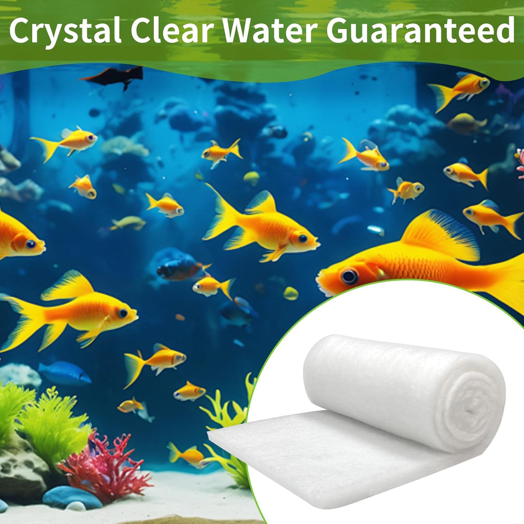 Aquarium Filter Floss 24"x36"x0.13" for Fish Tank Filters -Micro Fine Multi-Layer Aquarium Filter Pad-Filter Media Roll for Crystal Clear Water Cut to Size