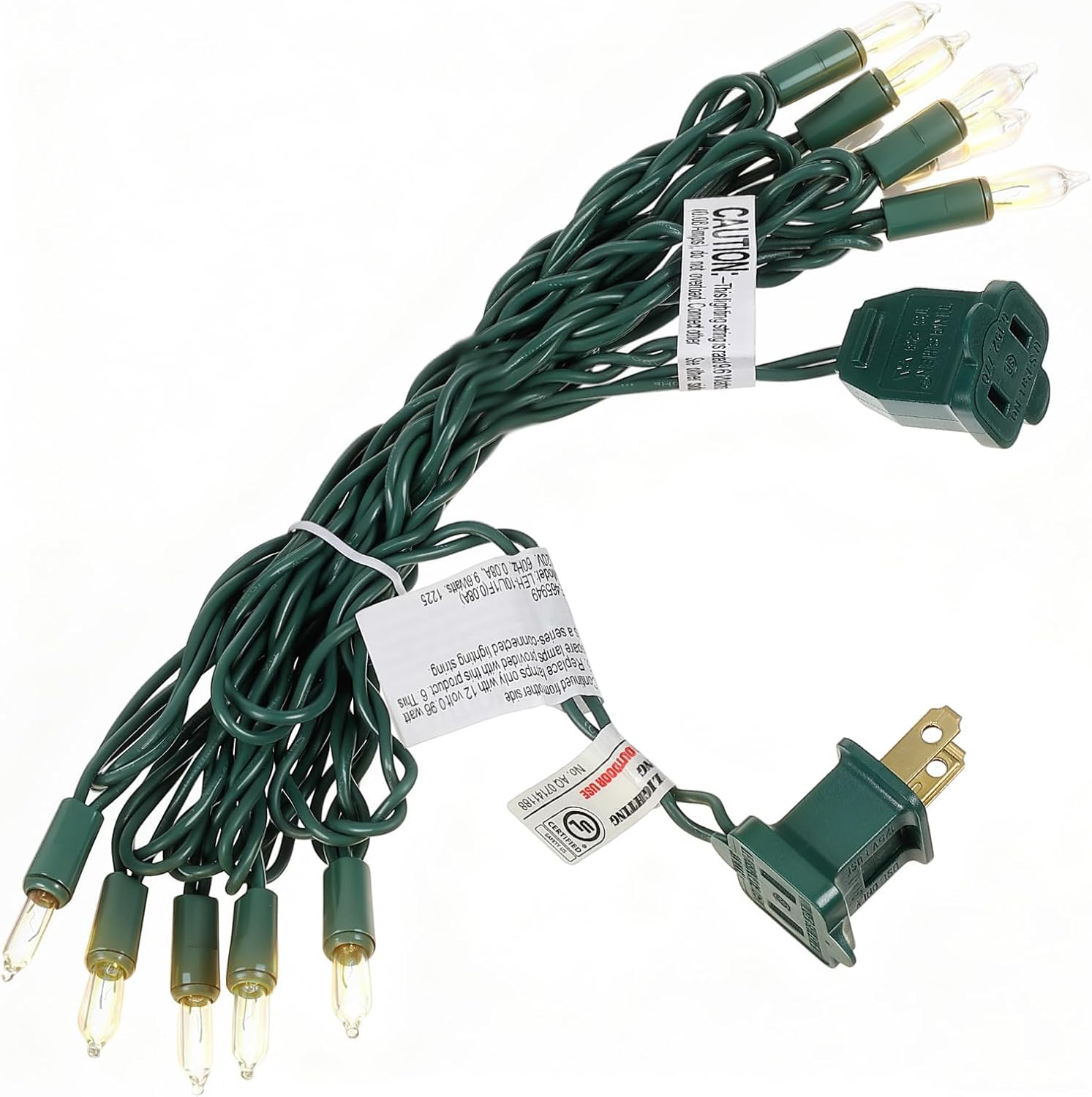 Mini Christmas Lights String Warm White Vintage Short Strand String Lights, Clear Bulbs Wire Fit Light up Christmas Decorations(10 Bulbs Connectable,8ft,Green)