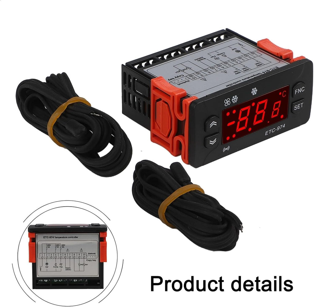 ETC 974 Intelligent Digital Temperature Controller with Dual Sensors for Precise Heating and Cooling Control Wide Temperature Range Accurate Measurement for Industrial and Laboratory Use