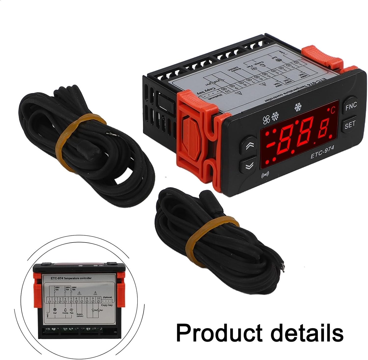ETC 974 Intelligent Digital Temperature Controller with Dual Sensors for Precise Heating and Cooling Control Wide Temperature Range Accurate Measurement for Industrial and Laboratory Use
