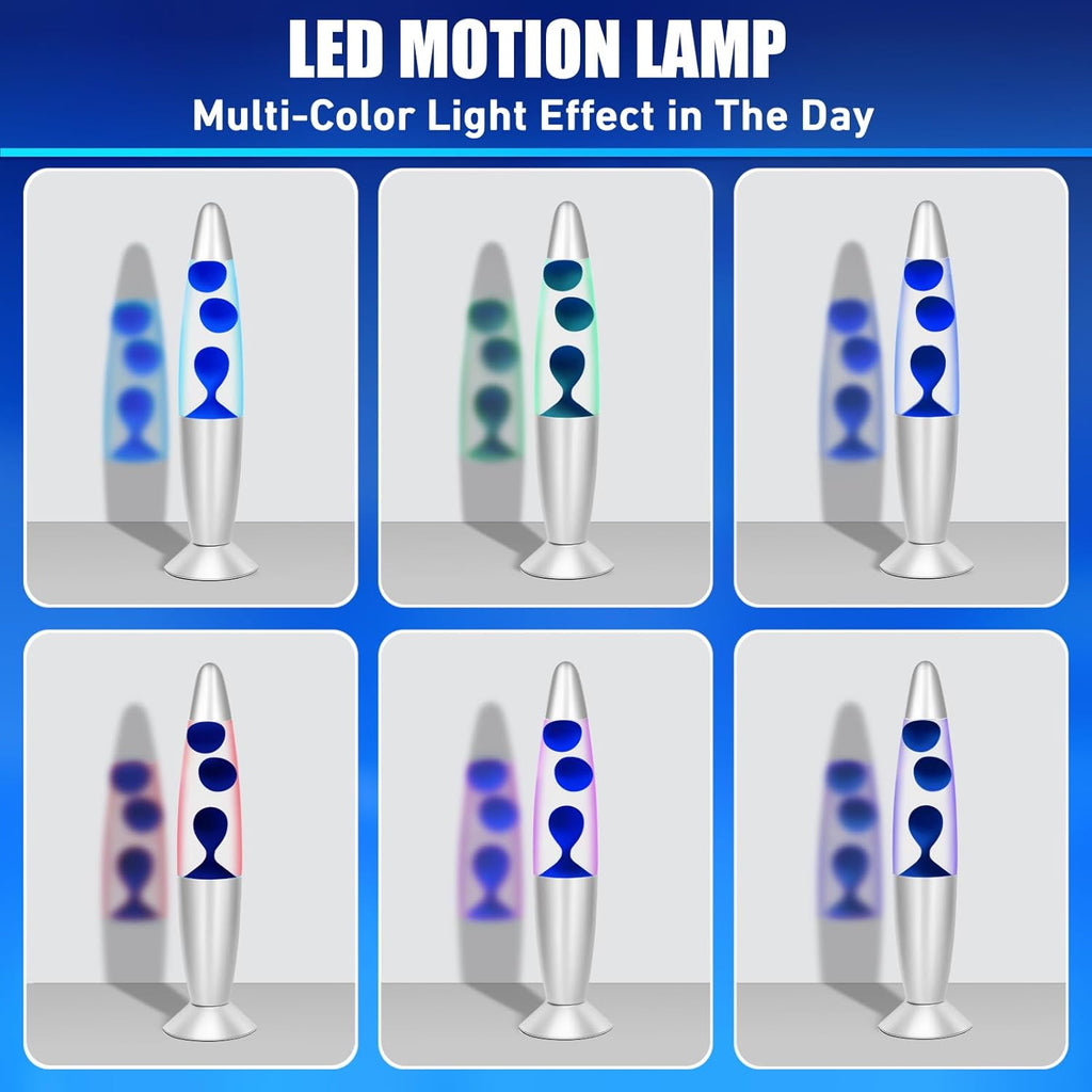 Blue Wax Liquid Motion Lamps Multi Color Changing, 13" LED Magma Lamp for Adults Kids, Night Light Birthday Gifts for Boys Girls, Home Décor Mood Light for Living Room Bedroom