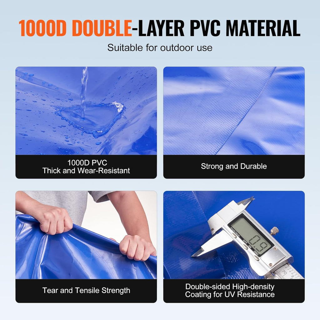 VEVOR 1000L/264 Gallon Water Storage Bladder, RV Water Tank, 1000D Blue PVC Collapsible Water Storage Containers, Large Capacity Soft Water Bag, Portable Water Bladder, for Garden Irrigation, Camping