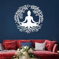 huefoam Buddha Metal Wall Art, Buddha Wall Decor, Tree of Life Metal Wall Art, Tree Wall Decor for Living Room, Bedroom, Meditation Room (White, 30"×30"/76×76cm, metal art wall decor)