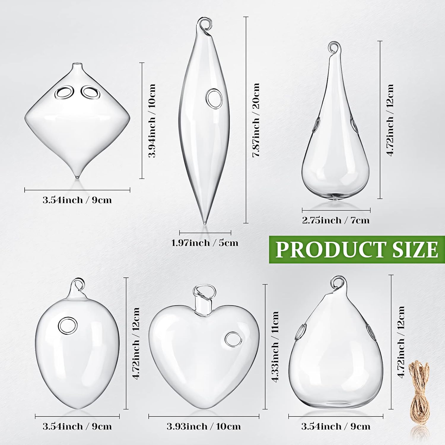 Zopeal Wall Hanging Glass Planter Terrarium Propagation Station Vase Container Watering Squeeze Bottle with Rope and Hook for Hydroponic Plants Flower Home Decor(Classic Style,6 Sets)