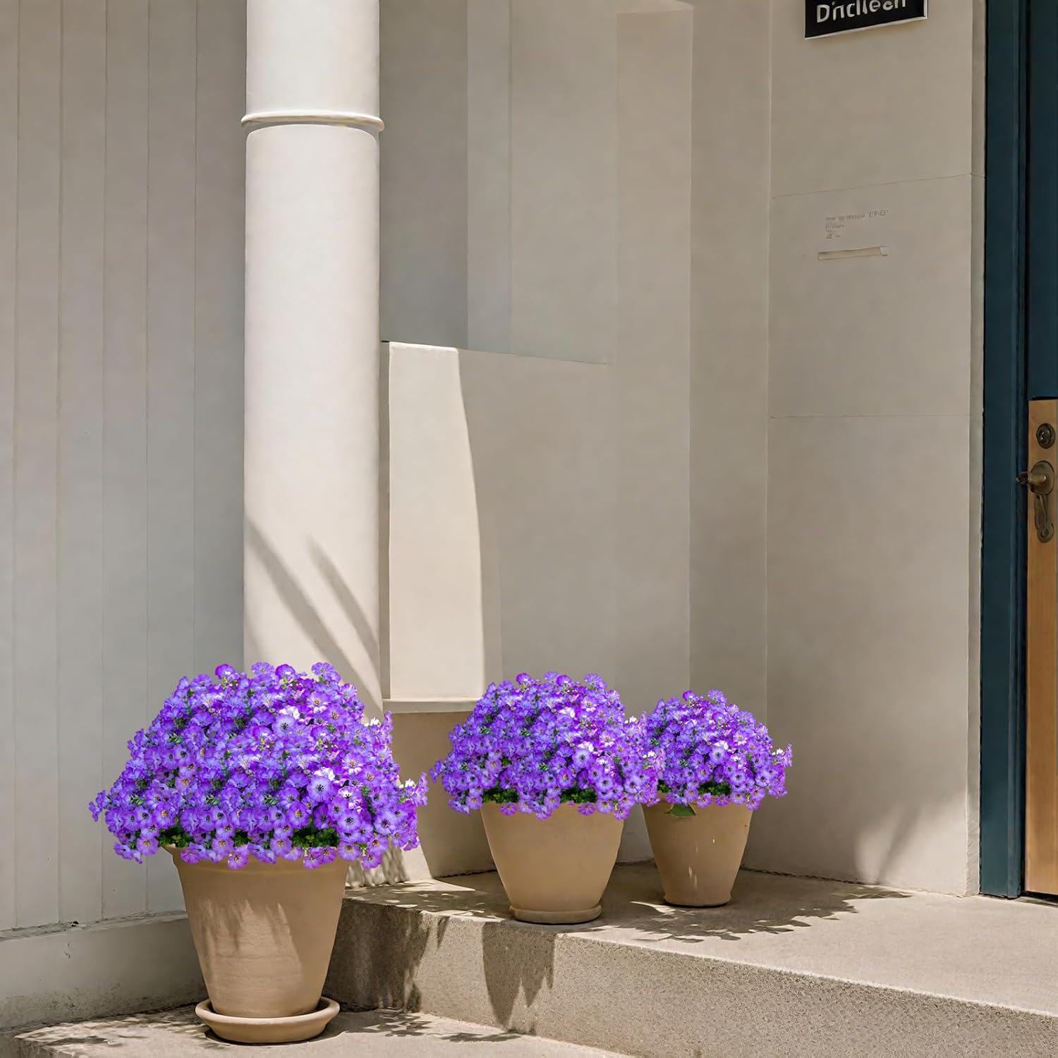 Artificial Flowers for Outdoors,UV Resistant Artificial Outdoor Flowers,Not-Fading Faux Flowers for Outdoor Planters Front Door Porch Yard Patio Garden Home Decor,12 Bundles(Purple)