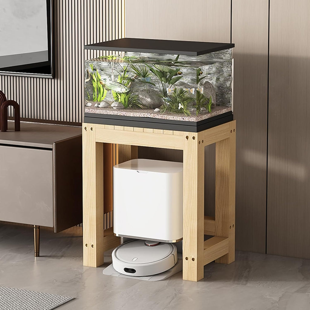 FORRTY Solid Wood Aquarium Stand – Heavy Duty Wooden Fish Tank Stand | Reptile Cage Stand | Indoor Plant Stand | Printer Table | Multi-Purpose Storage Rack | Brown/Natural | 12"-59"(30-150cm) Width(Wo