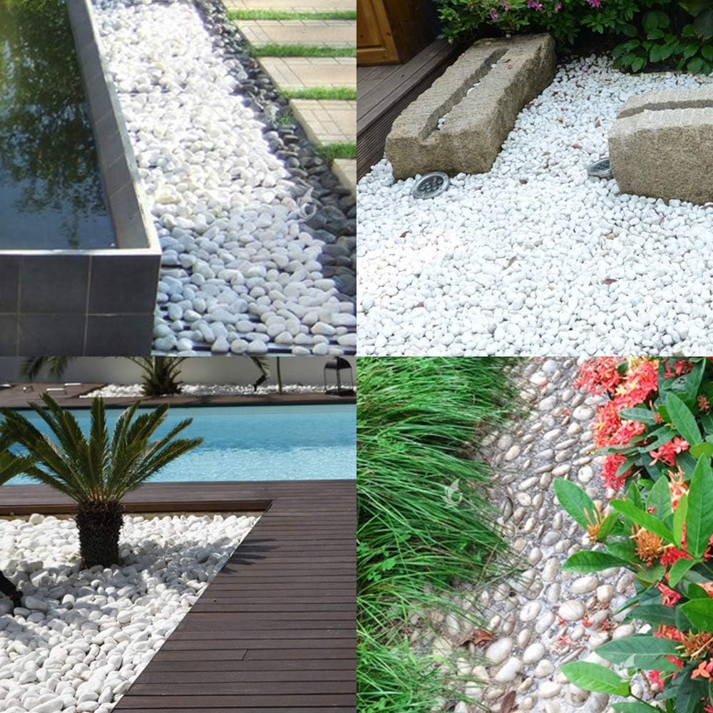 CFKJ 18 Pounds White Decorative Pebbles River Rock Aquarium Gravel,Garden Ornamental Pebbles, Natural Polished Decorative Gravel,White Decorative Stones,Pebbles,Decor Pebbles for Landscaping (White)
