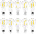 LED Edison Bulbs Dimmable, E26 Bulb 60 watt Equivalent, Cool White 4000K, ST58 Vintage Light Bulbs, 90+ CRI, 6W 600LM, E26 Medium Base, Clear Glass, 10 Pack