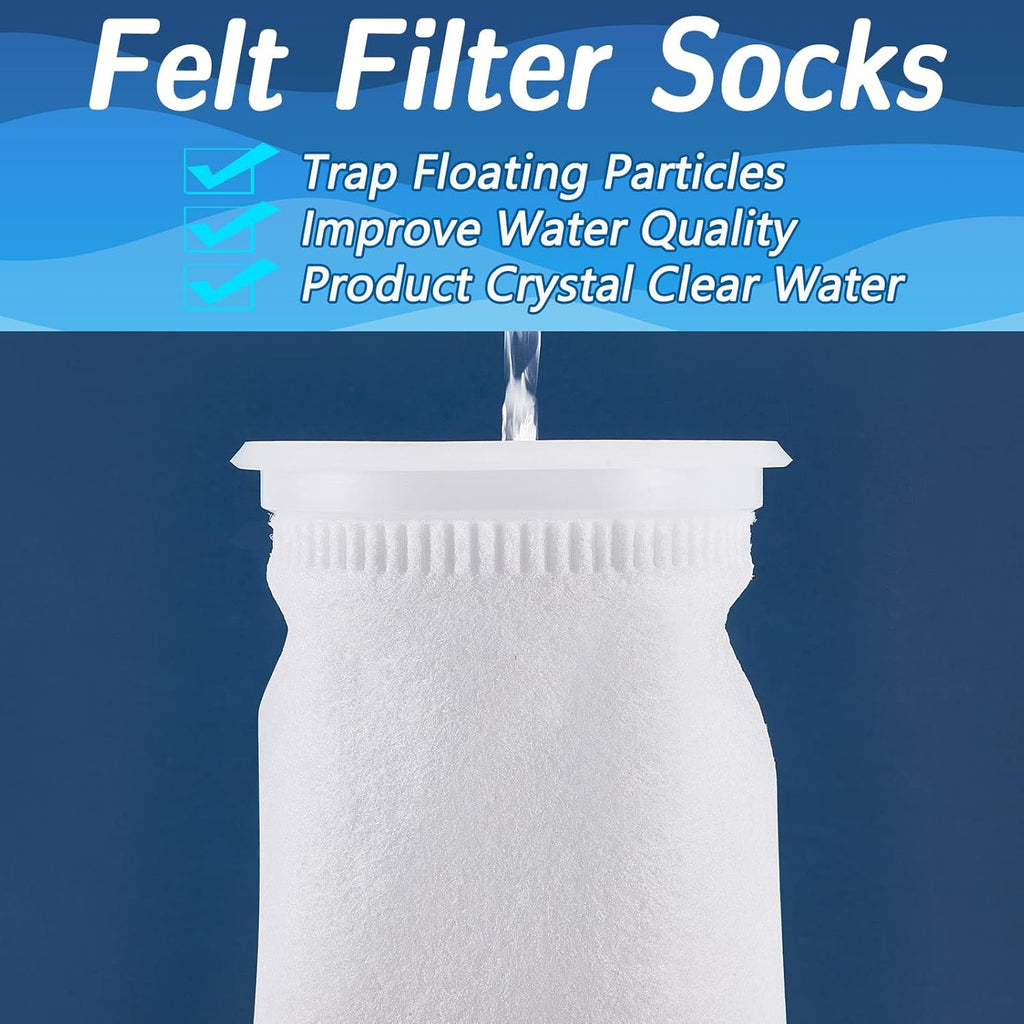 Jecery 16 Pack 4 Inch Ring Filter Socks 200 μm Aquarium Filter Bags Aquarium Socks for Tank Sump Saltwater Freshwater(9 × 4 inches)