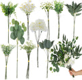85pcs Artificial Greenery Stems Box Set with 10 Kinds Artificial Plants and Fake Flowers Used for New Wedding DIY Bouquet Flower Arrangement Dining Table Decor