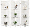 NicBex 6 Panel Room Divider,5.6FT Wood Carved Room Dividers with Display Shelves Folding Privacy Screens Portable Freestanding Partition Wall Dividers for Room Separation,Home Bedroom Office,White