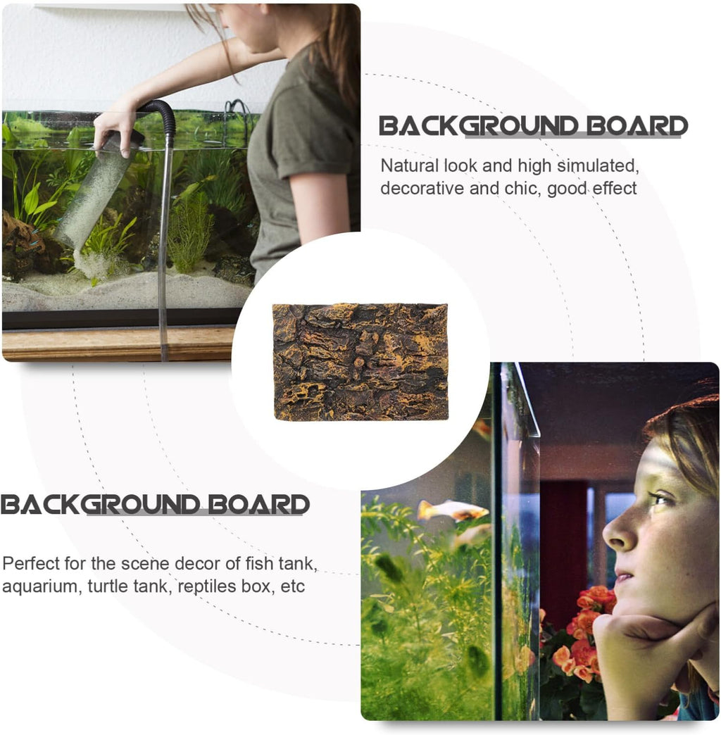 Kisangel 3D Rock Decorative Panels Aquarium Background Board for Fish Tank Turtle Tank Reptile Terrarium Habitat Decor 17.7X11.8 Inch Lightweight Natural Look