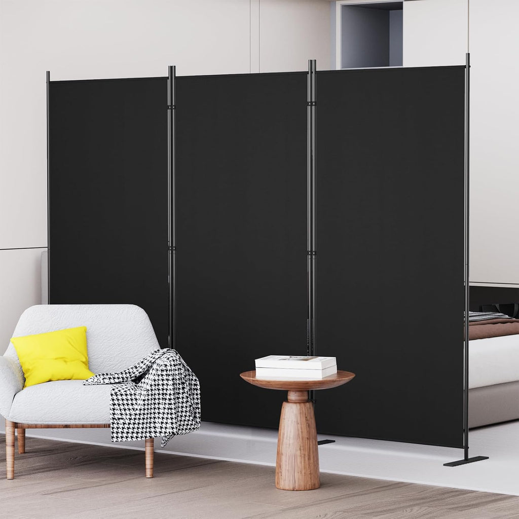 C-Hopetree 3 Panels Room Divider, 6 Ft Tall Indoor Folding Privacy Screen, Portable Partition Separator, Freestanding Separation Temporary Wall for Office, Bedroom, 102" W X 71" H, Black