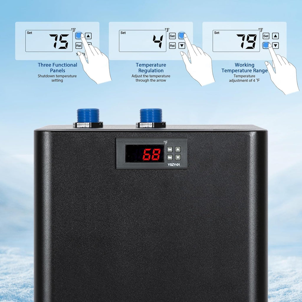 1/3 Hp Aquarium Chiller, 79 Gal Water Chiller Machine, Fresh & Salt Fish Tank Chiller for Axolotl Jellyfish Coral Reef, Hydroponic Water Chiller with Water Pump and Quiet Design Compressor