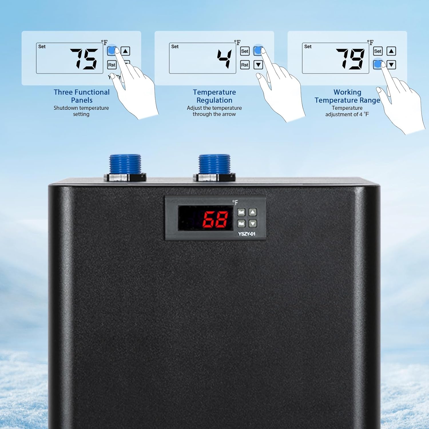 1/3 Hp Aquarium Chiller, 79 Gal Water Chiller Machine, Fresh & Salt Fish Tank Chiller for Axolotl Jellyfish Coral Reef, Hydroponic Water Chiller with Water Pump and Quiet Design Compressor