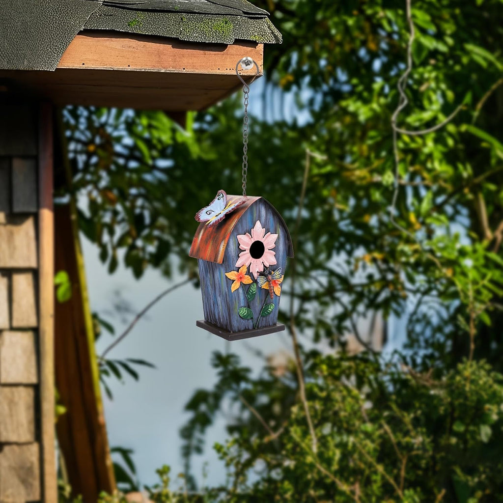 Yinns Metal Bird Houses for Outside Hanging,Wild Bird House Outdoor, Decorative Birdhouse for Home Garden Decor