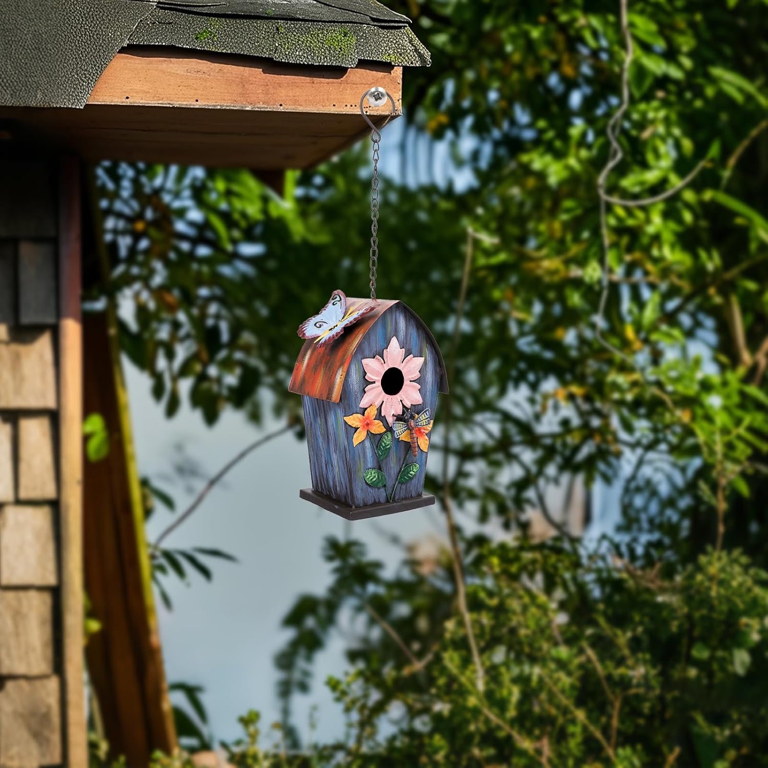 Yinns Metal Bird Houses for Outside Hanging,Wild Bird House Outdoor, Decorative Birdhouse for Home Garden Decor