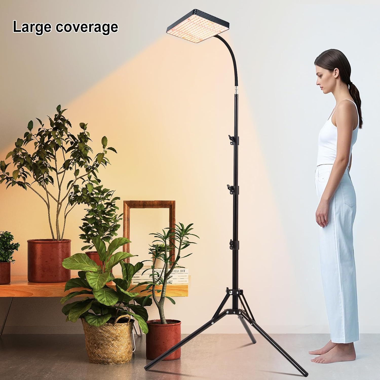 FECiDA Sunlight Plant Grow Light with Tripod Stand, 25 Watt Grow Lights for Indoor Plants, Seed Starting, Daisy Chain Function, Plug and Play, 24"-64" Height Adjustable