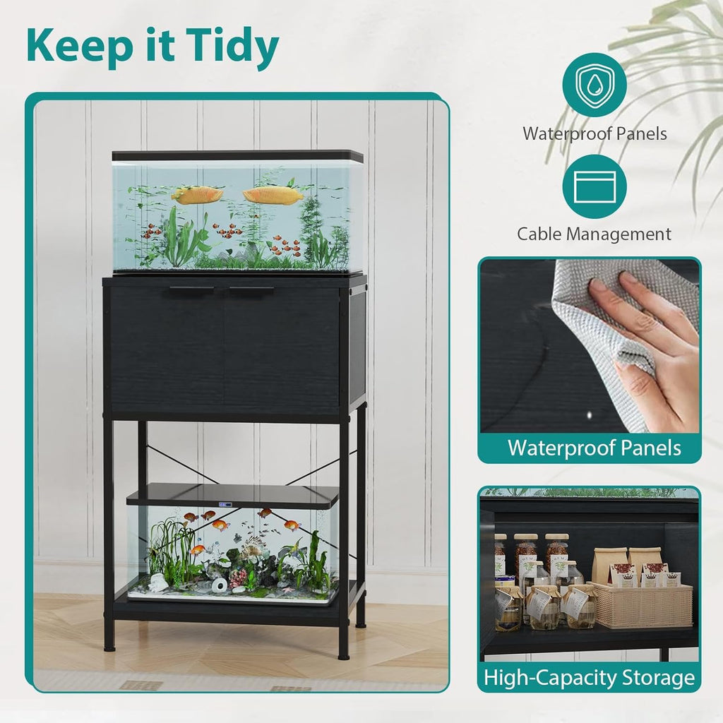TFK 5-10 Gallon Fish Tank Stand, Aquarium Stand with Cabinet Storage for Aquarium Stand, Cabinet for Fish Tank Accessories Storage, Heavy Duty Tank Stand for Home Office Turtle Reptile Tank Stand