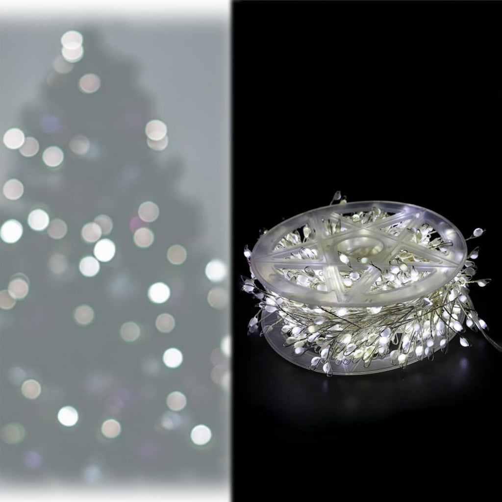 Copper Wire Firecracker Light String, Cluster Twinkle Lights for Christmas Tree, Copper Wire Firecracker Fairy Lights,Holiday Copper Wire Atmosphere Lights (White, 29.52ft-300 Lights-Plug in)