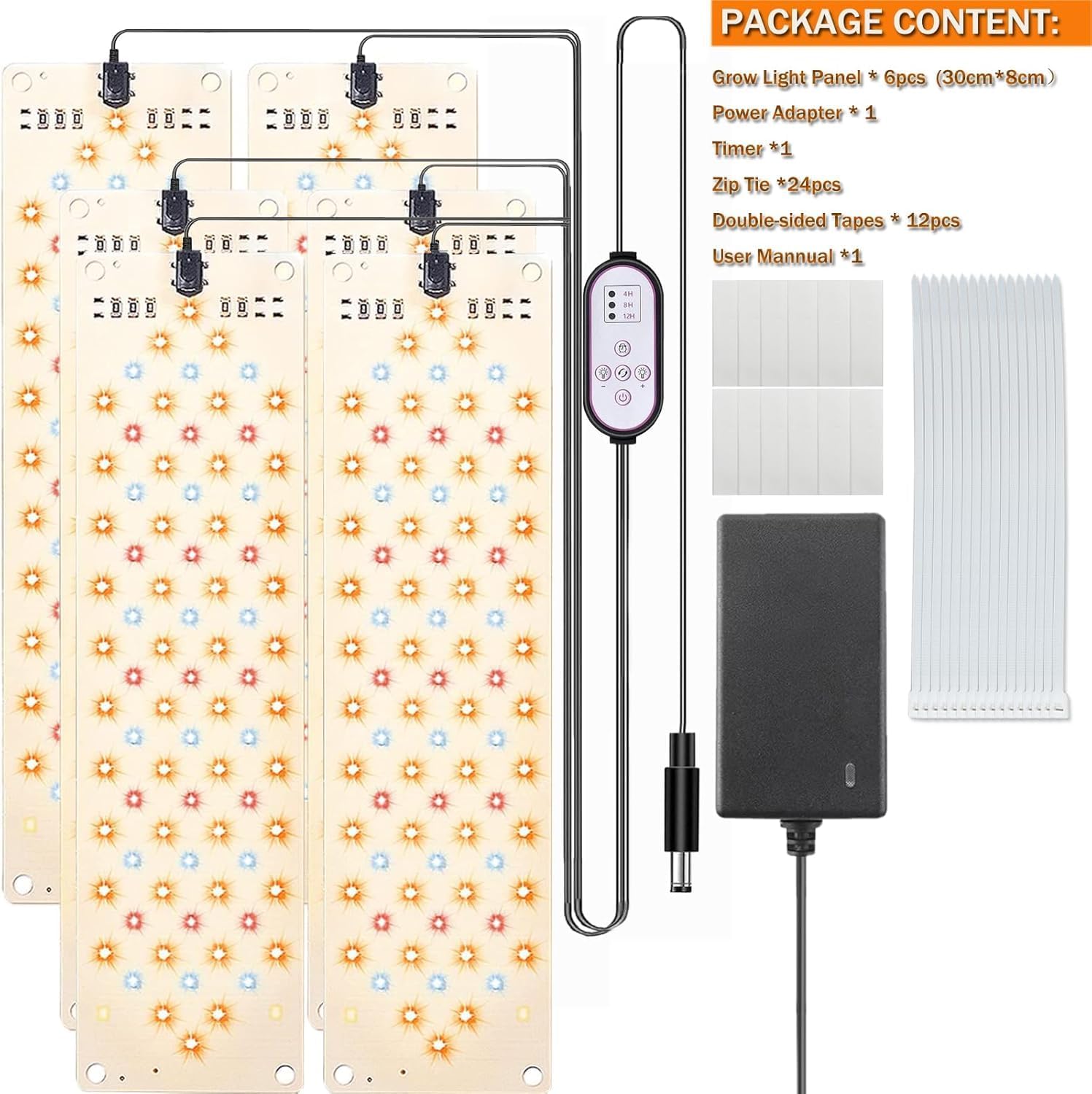 Grow Light,Ultra-Thin Panel Grow Lights for Indoor Plants,474LEDs Full Spectrum Grow Lights for Under Cabinet Plant, Grow Lamp with 4/8/12H Timer,10 Dimmable Levels for Plants Growing (6pcs)