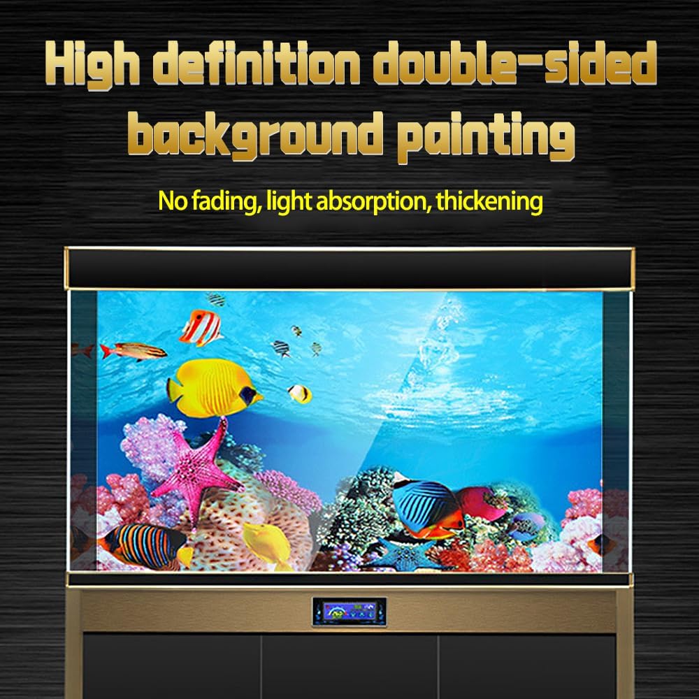 YUANGUANGUANDouble Sided Fish Tank Background 12 x 20 Inches for Fish Tanks Aquarium Backgrounds Decorative Poster Paper Sticker Waterproof Fish Tank Wallpaper