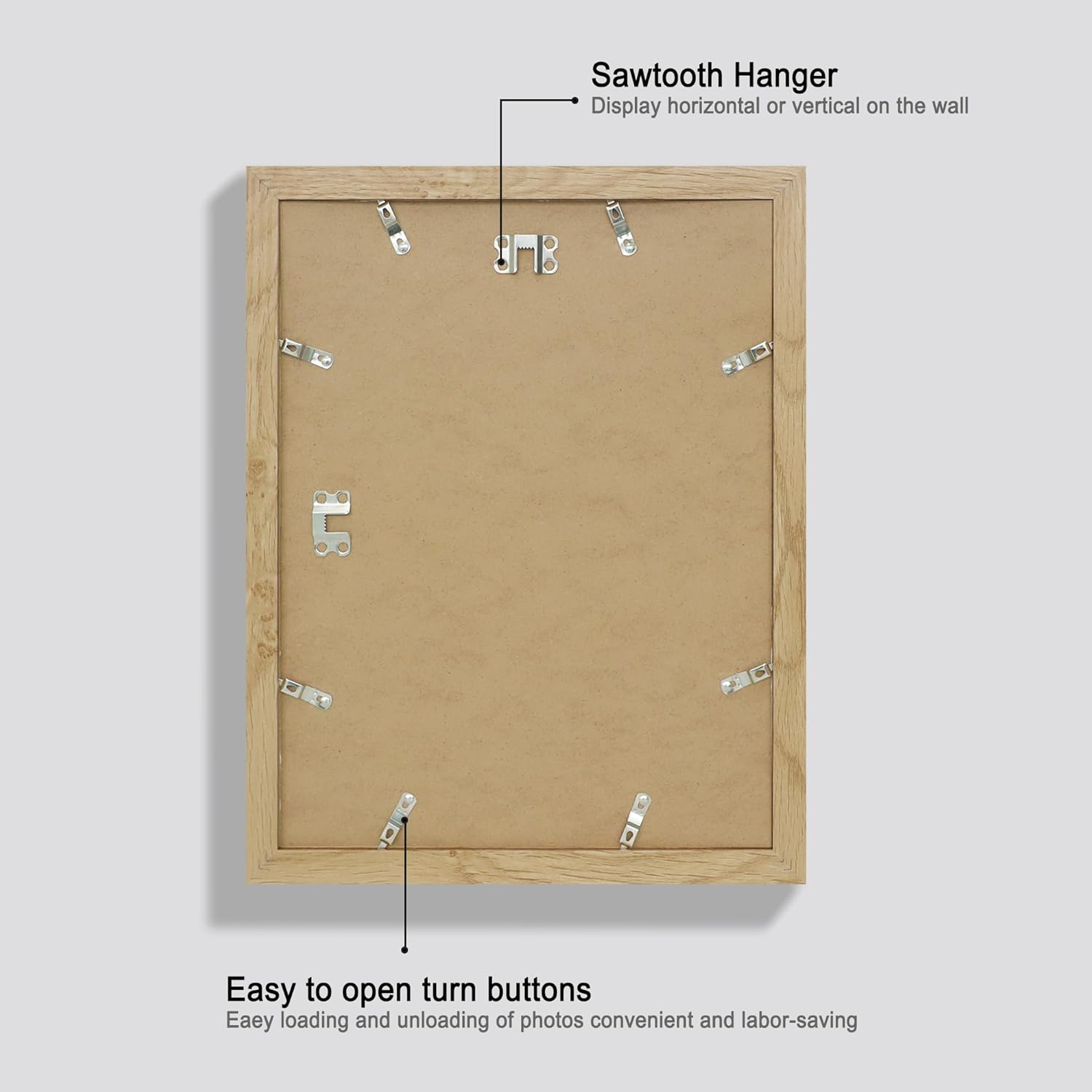 11x14 Picture Frame Set of 4, Made of Glass and Natural Oak Wooden Frame, Display 8x10 Pictures with Mat or 11 x 14 Posters without Mat for Wall Mounting, Gallery Photo Frames