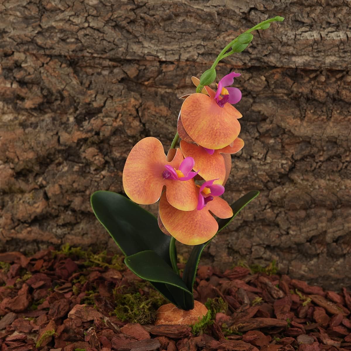 Artificial Orchids Plants, Reptile Terrarium Decor, Bearded Dragon Tank Accessories fit Crested Gecko Leopard Lizard Chameleon Tarantula Snake Frog - Yellow