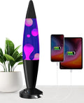 JAMBO 16-Inch Beautiful Lamp with Wax, Relaxing Night Light Home Decor, Extra Tall, Living Room Office Bedroom Lamp for Adults, Teens, Kids (USB, Auto Shut Off, Black Base, Purple Liquid, White Wax)