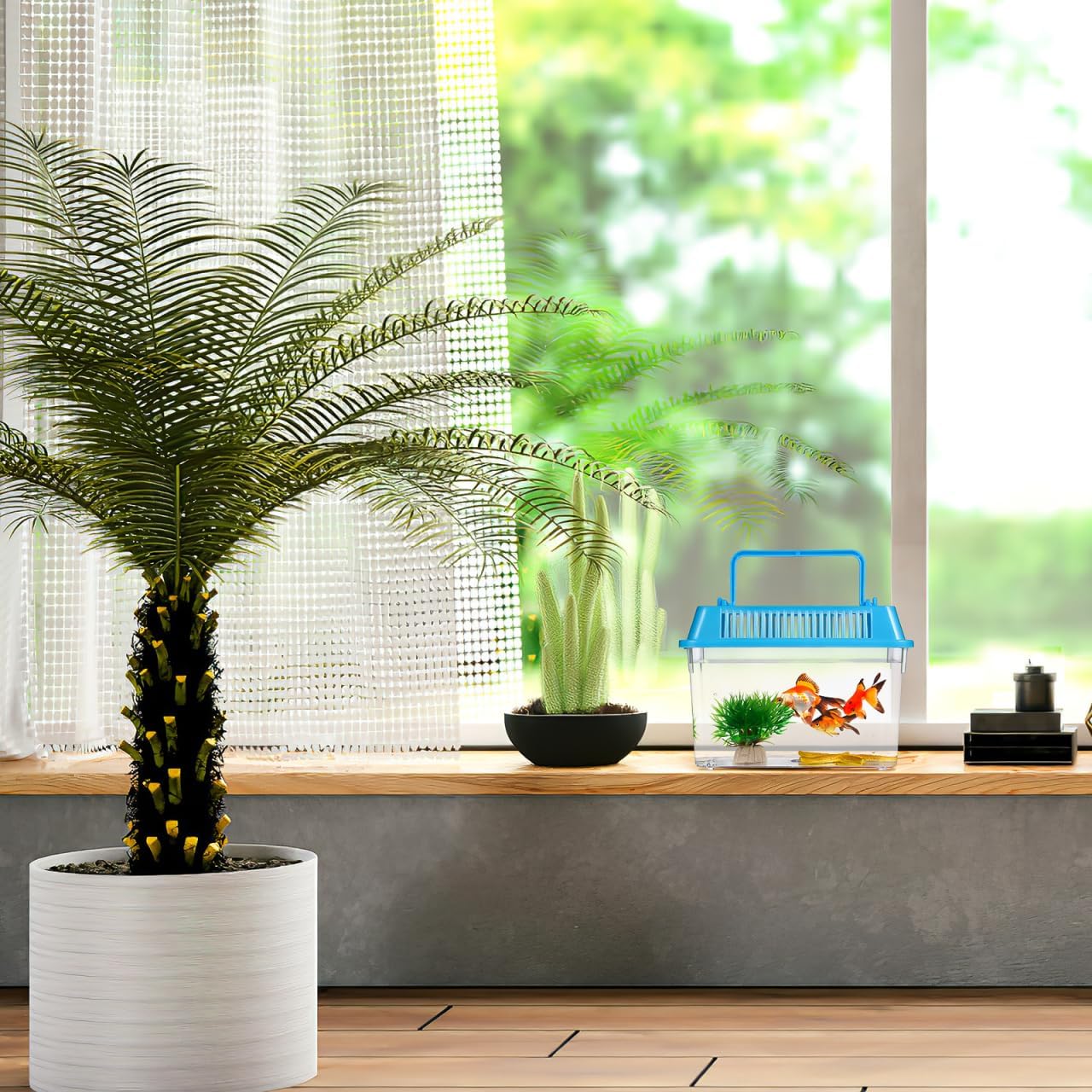 4pcs Portable Handheld Fish Tank Lightweight Aquarium for Turtle Goldfish and Hamster Transparent Container with Creative Design for Easy Feeding and Cleaning