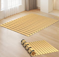 Japanese Tatami Mat Floor Bed, Knotless Solid Wood, Roll-Up Slatted, Bed Plate with 2 Storage Straps, Moisture-Proof and Breathable for Floor Sleeping or Futon Mattress, Twin