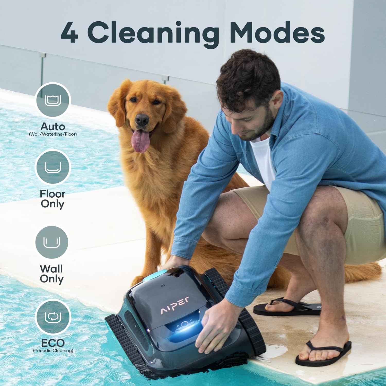 Aiper Scuba S1 Robotic Pool Cleaner, Wall & Waterline Cleaning, 150-Min Battery Life, Smart Navigation, Top Load Filter, Pool Vacuum for All Inground & Above Ground Pools