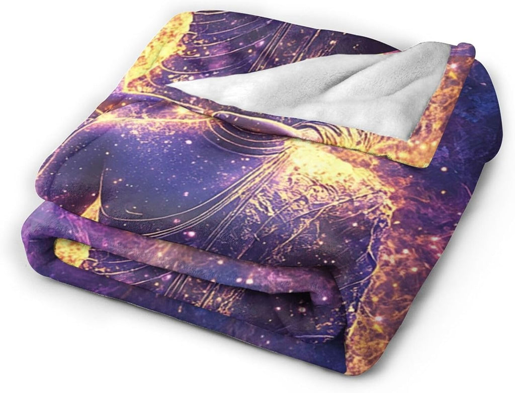 Buddha Statues Blanket Buddha Zen Throw Blanket Purple Flannel Stuff Merch Cozy Decor Fleece Plush Fuzzy Warm Soft Lightweight Bedding Gifts for Lover Girls Women Men Boy Couch Sofa 80"X60"