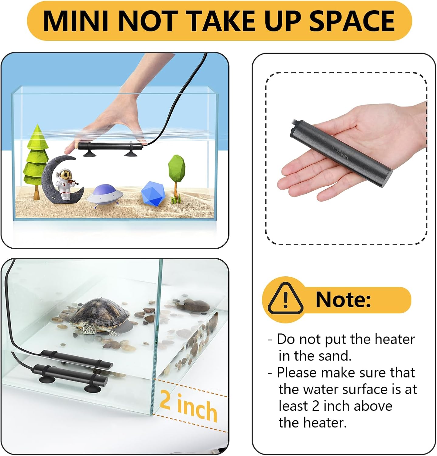 hygger Mini Submersible Aquarium Heater, Turtle and Betta Fish Tank Heater with Digital Display External Controller Freshwater