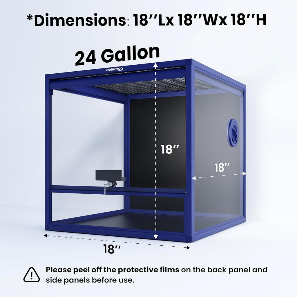 MagicCube 18'' x 18'' x 18'' Reptile Terrarium with Lock, 24 Gallon Reptile Tank with Flip-Up Tempered Glass Door, Top Screen Ventilation for Leopard Gecko, Lizards