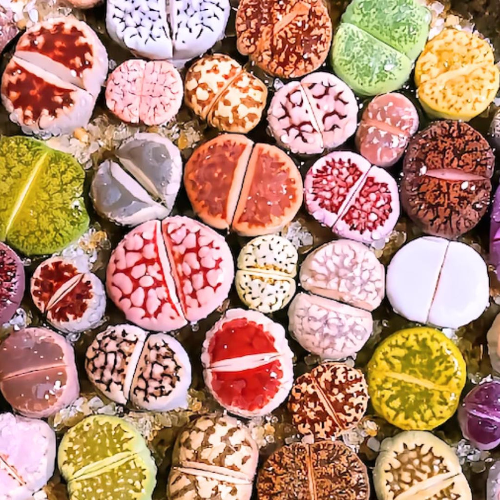 20 Large Mix Lithops Live Plants, Colorful Lithops Succulents Plants Live, Living Stones Succulent Indoor Outdoor Plant, Bare Root Without Pot and Soil
