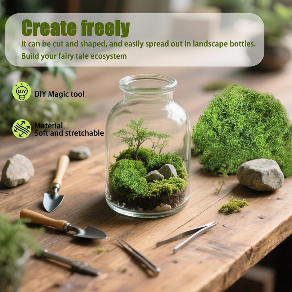 Fake Green Moss for Potted Plants, Artificial Moss, Preserved Moss for DIY Decorating Craft Art Potted Wedding Accessories Fairy Garden Accessories, 1.76oz