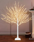 4 FT Lighted Birch Tree, White Birch Tree with 432 LED Lights Artificial Light Up Birch Twig Christmas Tree with Timer for Home Porch Yard Mantel Outdoor Indoor Party Decor