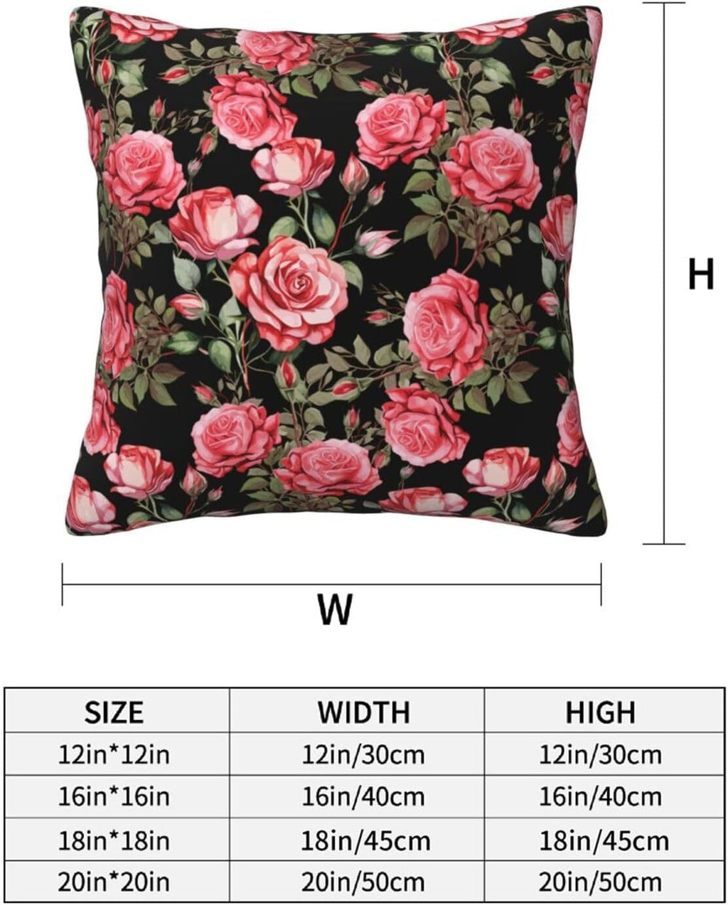 Pink Roses Floral Throw Pillow Covers Set of 2 Ultra-Soft All-Season Shams with Hidden Zipper,Durable for Sofa Bed Car Decor & Gift 18x18IN