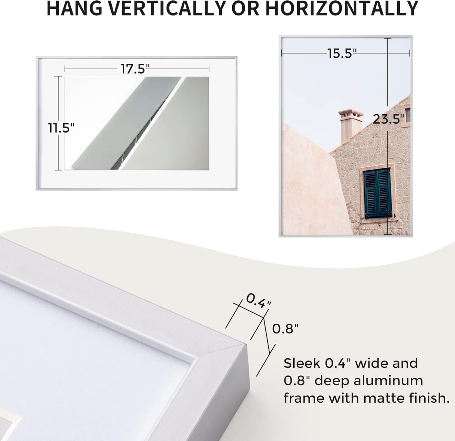 Fun Memories 16x24 Frame Metal, 16 x 24 Poster Frame with Mat for 12x18 Photo-Tempered Glass, Wall Hook Included, Set of 1