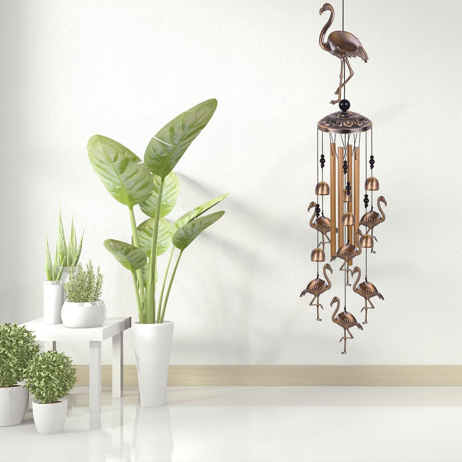 Solawindchime Outdoor Flamingos Wind Chimes, Flamingo Bronze Windchimes, Gift Wind Chime, Flamingo Wind Bell, Gifts for Women, for Home, Garden, Indoor, Outdoor Decoration, Garden Wind Chimes