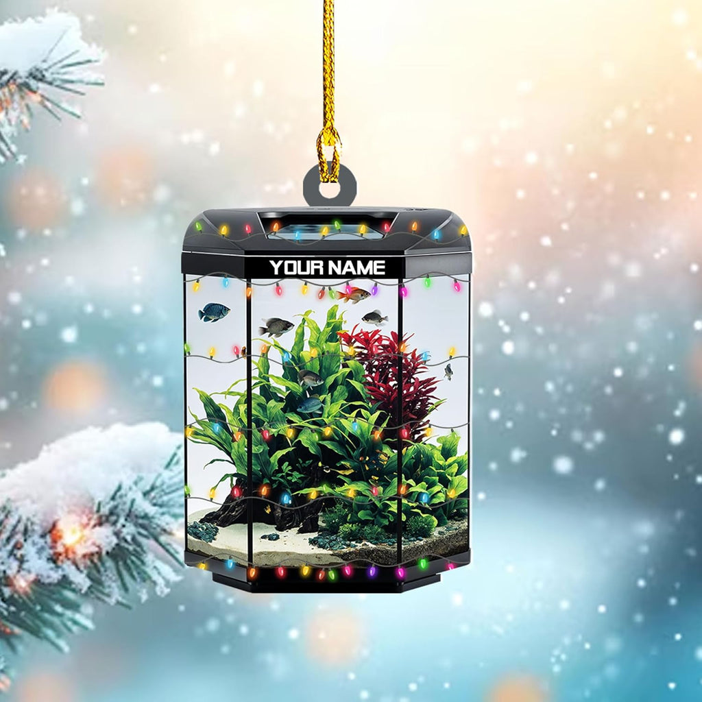 Personalized Aquarium Christmas Ornament, Fish Christmas Ornament, Gift for Fish Lover, Custom Aquarium Christmas Tree Keepsake, Kids First Gift Ideas, Pet Kids Ornament (AFT2)