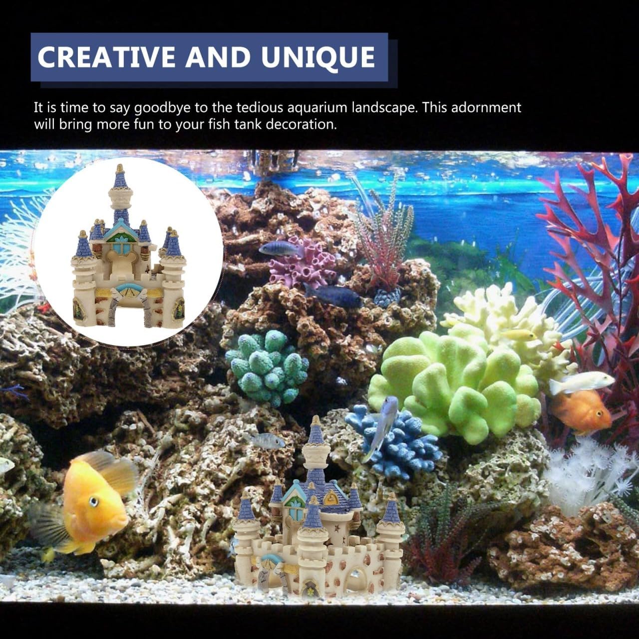 Aquarium Resin Castle Decoration Fish Tank Roman Castle Cave Hideout Betta Fish Ornament Accessories
