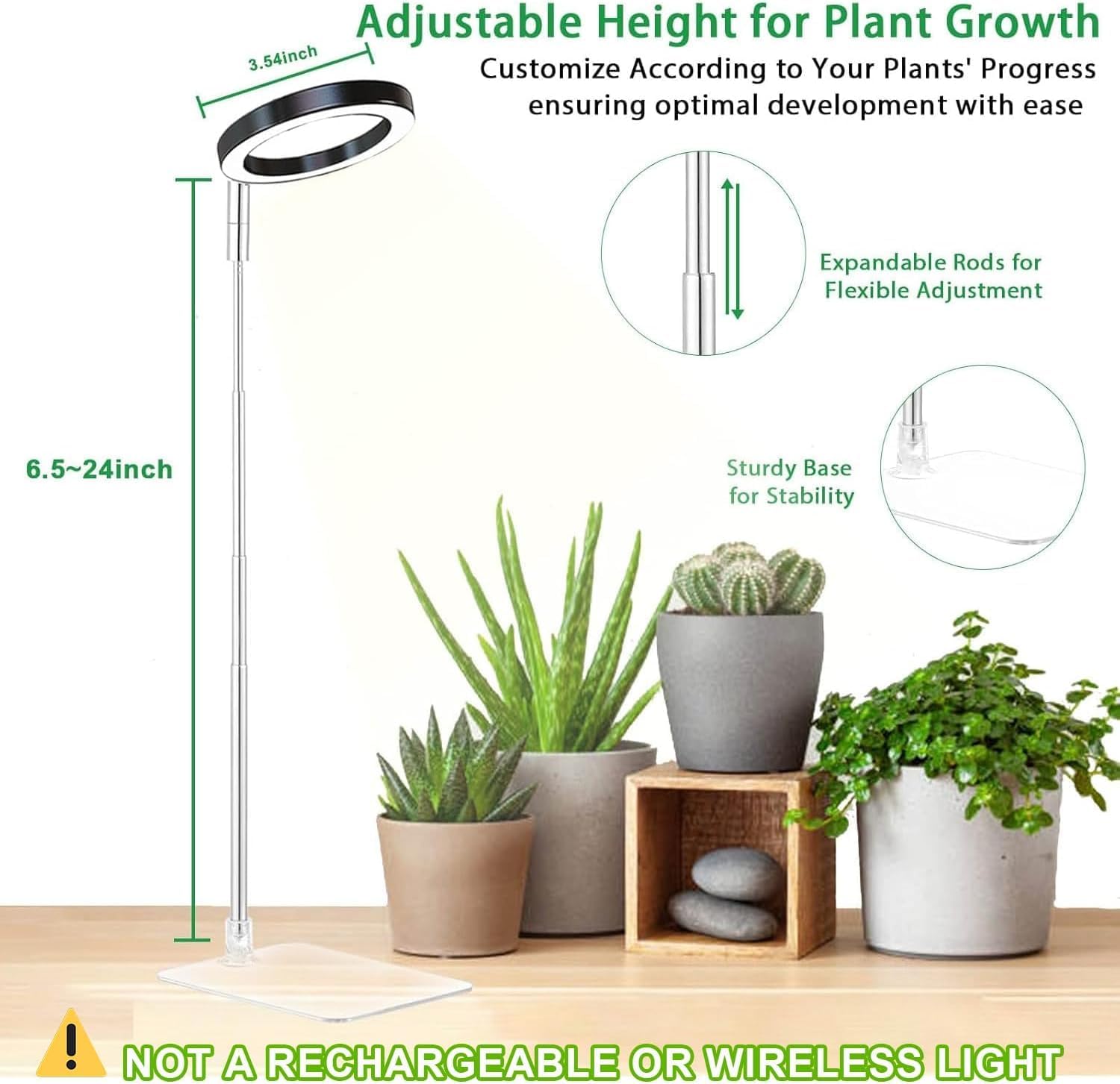 Plant Grow Light,yadoker LED Growing Light Full Spectrum for Indoor Plants,Height Adjustable, Automatic Timer, 5V Low Safe Voltage,Idea for Small Plant Light(3 Pack)