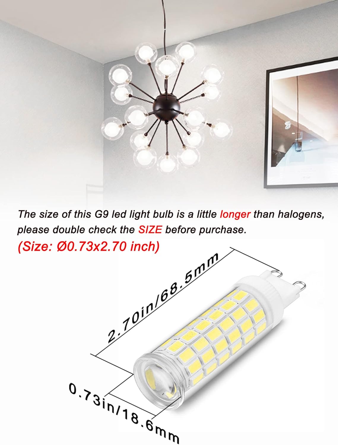 G9 Led Bulbs Replace 75 Watt 80W 100 Watt T4 Halogen,Daylight Cool Bright White 6000K,1000 lm,AC120V G9 8W LED Corn Light Bulb for Bathroom Vanity Ceiling Fan Wall Lighting,Non-Dimmable,5Pack