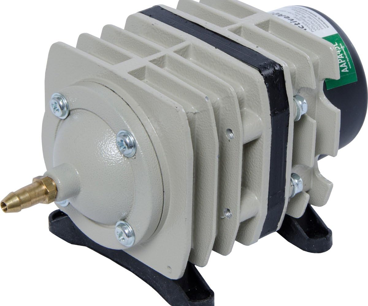 Hydrofarm AAPA45L Active Aqua Commercial, 6 Outlets, 20W, 45 L/min Air Pump, Silver